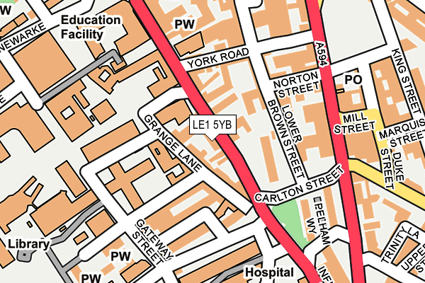 LE1 5YB map - OS OpenMap – Local (Ordnance Survey)