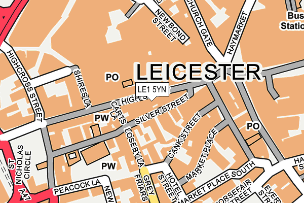 LE1 5YN map - OS OpenMap – Local (Ordnance Survey)
