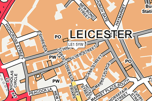LE1 5YW map - OS OpenMap – Local (Ordnance Survey)