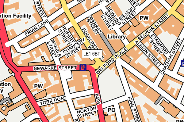 LE1 6BT map - OS OpenMap – Local (Ordnance Survey)