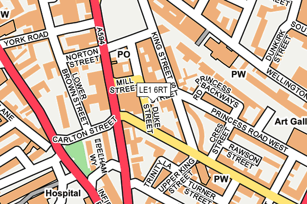 LE1 6RT map - OS OpenMap – Local (Ordnance Survey)