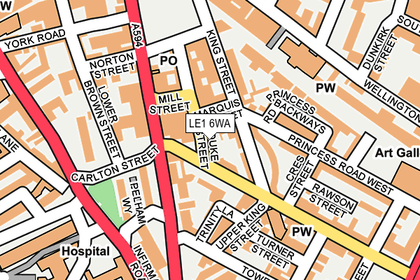 LE1 6WA map - OS OpenMap – Local (Ordnance Survey)