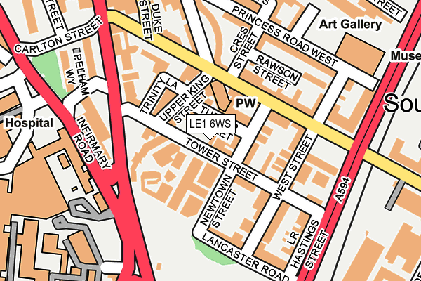 LE1 6WS map - OS OpenMap – Local (Ordnance Survey)