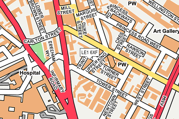 LE1 6XF map - OS OpenMap – Local (Ordnance Survey)