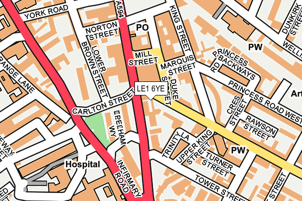 LE1 6YE map - OS OpenMap – Local (Ordnance Survey)