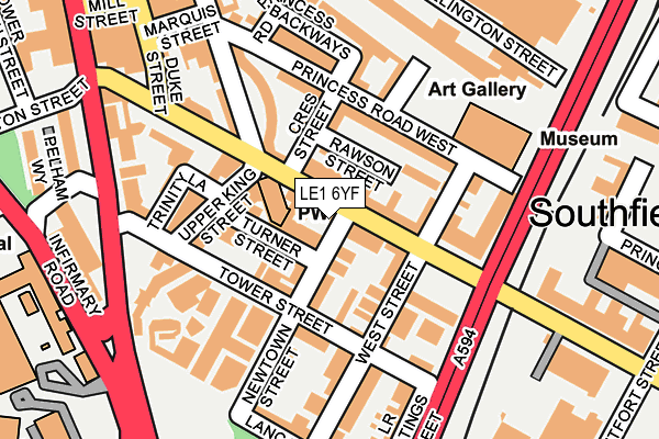 LE1 6YF map - OS OpenMap – Local (Ordnance Survey)