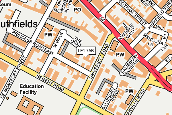 LE1 7AB map - OS OpenMap – Local (Ordnance Survey)