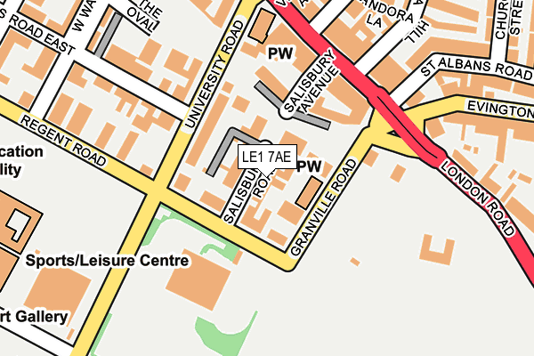 LE1 7AE map - OS OpenMap – Local (Ordnance Survey)