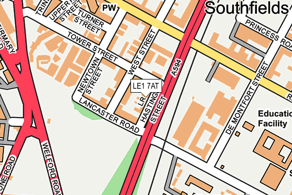 LE1 7AT map - OS OpenMap – Local (Ordnance Survey)