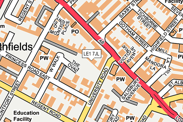 LE1 7JL map - OS OpenMap – Local (Ordnance Survey)