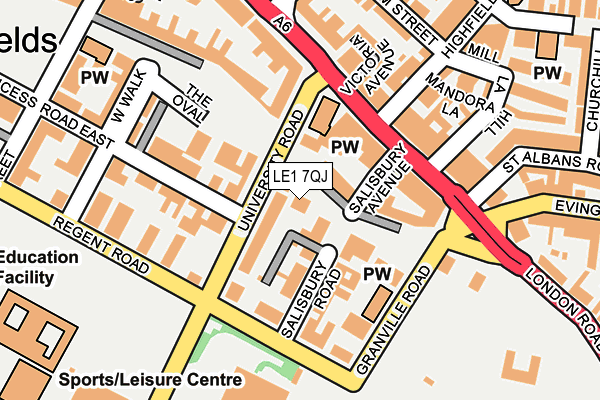 LE1 7QJ map - OS OpenMap – Local (Ordnance Survey)