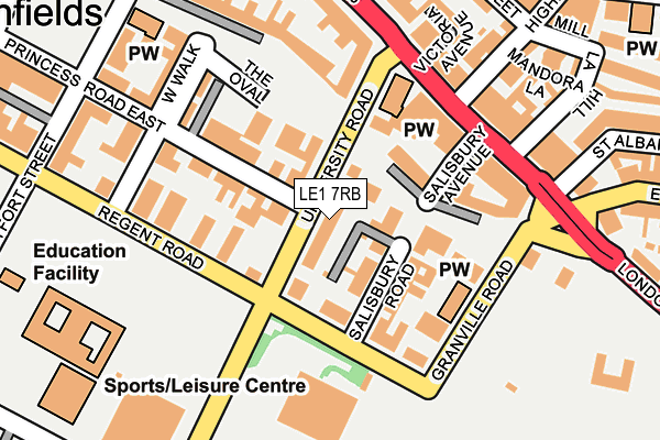 LE1 7RB map - OS OpenMap – Local (Ordnance Survey)