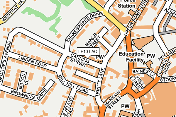 LE10 0AQ map - OS OpenMap – Local (Ordnance Survey)