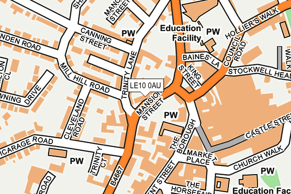LE10 0AU map - OS OpenMap – Local (Ordnance Survey)