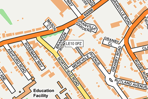 LE10 0PZ map - OS OpenMap – Local (Ordnance Survey)