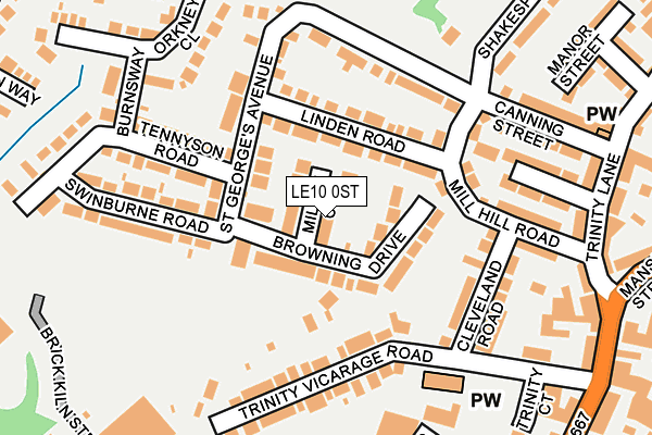 LE10 0ST map - OS OpenMap – Local (Ordnance Survey)