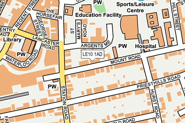 LE10 1AD map - OS OpenMap – Local (Ordnance Survey)