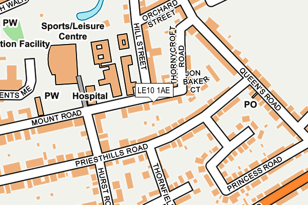 LE10 1AE map - OS OpenMap – Local (Ordnance Survey)