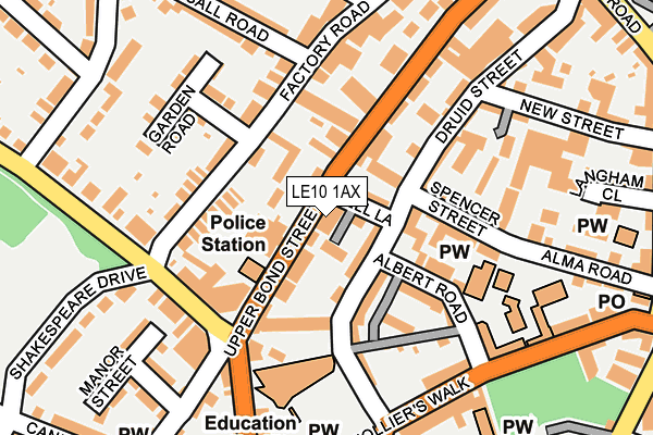LE10 1AX map - OS OpenMap – Local (Ordnance Survey)
