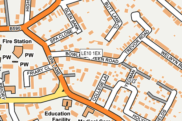 LE10 1EX map - OS OpenMap – Local (Ordnance Survey)