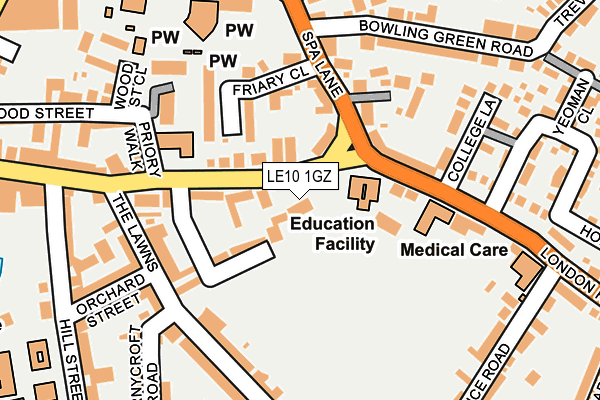 LE10 1GZ map - OS OpenMap – Local (Ordnance Survey)