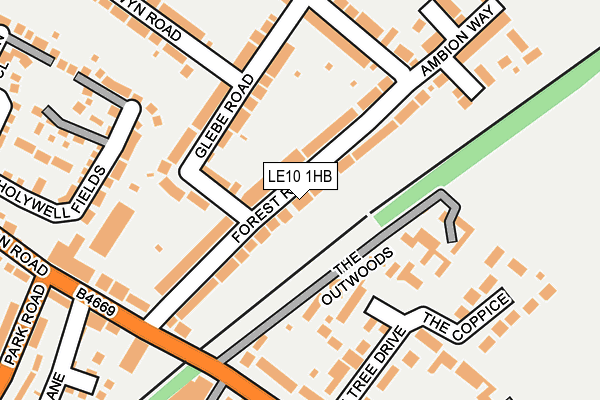 LE10 1HB map - OS OpenMap – Local (Ordnance Survey)