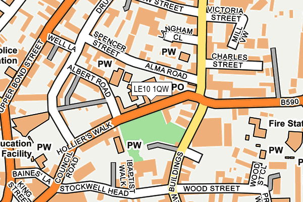 LE10 1QW map - OS OpenMap – Local (Ordnance Survey)