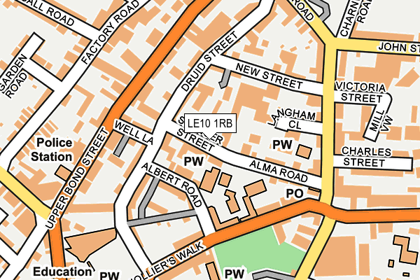 LE10 1RB map - OS OpenMap – Local (Ordnance Survey)