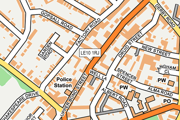 LE10 1RJ map - OS OpenMap – Local (Ordnance Survey)