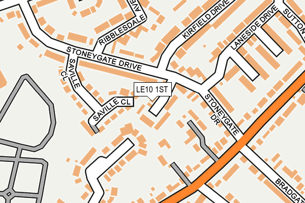 LE10 1ST map - OS OpenMap – Local (Ordnance Survey)