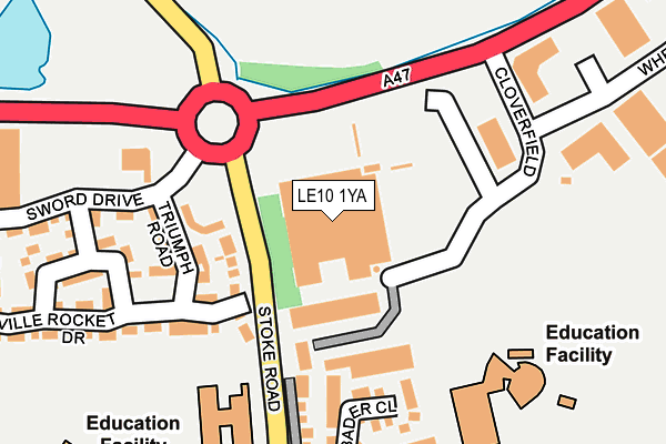 LE10 1YA map - OS OpenMap – Local (Ordnance Survey)