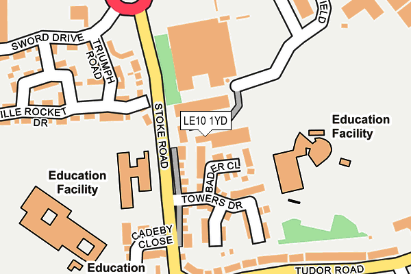 LE10 1YD map - OS OpenMap – Local (Ordnance Survey)