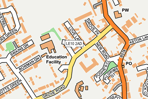 LE10 2AD map - OS OpenMap – Local (Ordnance Survey)