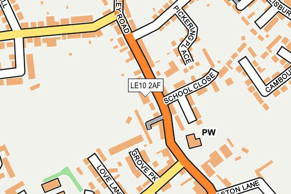 LE10 2AF map - OS OpenMap – Local (Ordnance Survey)