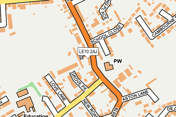 LE10 2AJ map - OS OpenMap – Local (Ordnance Survey)