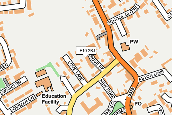 LE10 2BJ map - OS OpenMap – Local (Ordnance Survey)