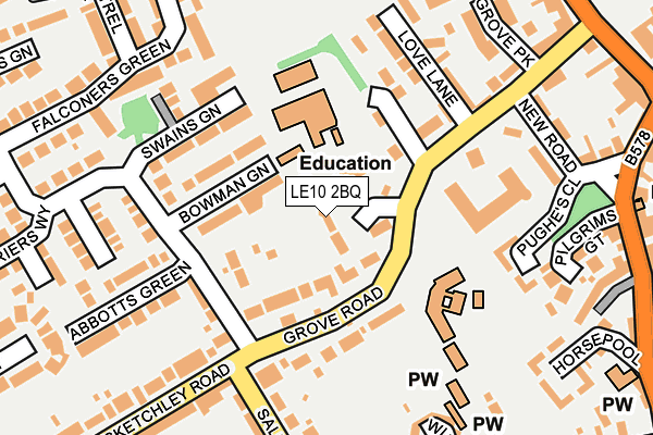 LE10 2BQ map - OS OpenMap – Local (Ordnance Survey)