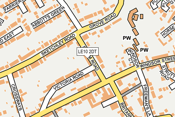 LE10 2DT map - OS OpenMap – Local (Ordnance Survey)