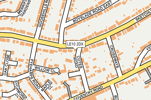 LE10 2DX map - OS OpenMap – Local (Ordnance Survey)