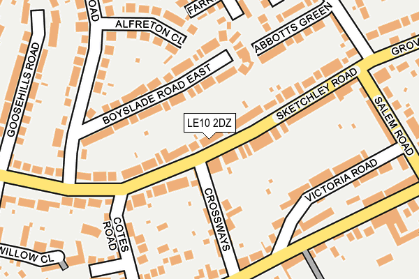 LE10 2DZ map - OS OpenMap – Local (Ordnance Survey)