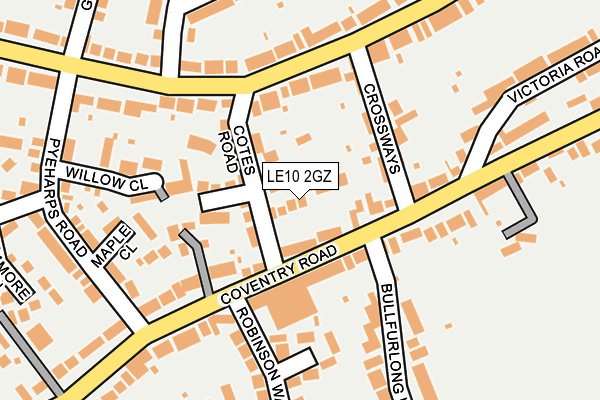 LE10 2GZ map - OS OpenMap – Local (Ordnance Survey)