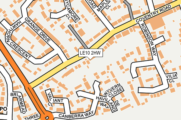 LE10 2HW map - OS OpenMap – Local (Ordnance Survey)