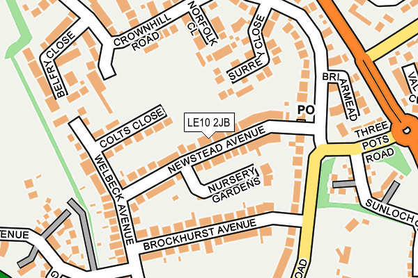 LE10 2JB map - OS OpenMap – Local (Ordnance Survey)