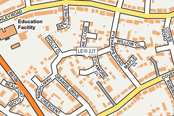 LE10 2JT map - OS OpenMap – Local (Ordnance Survey)