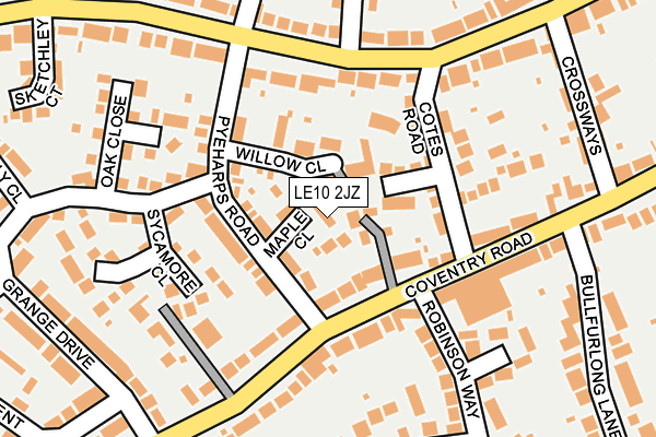 LE10 2JZ map - OS OpenMap – Local (Ordnance Survey)