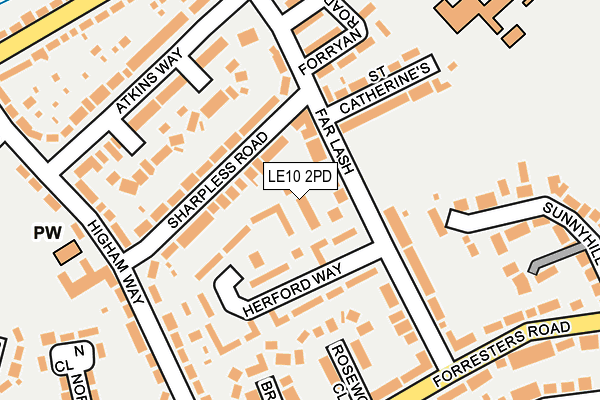 LE10 2PD map - OS OpenMap – Local (Ordnance Survey)