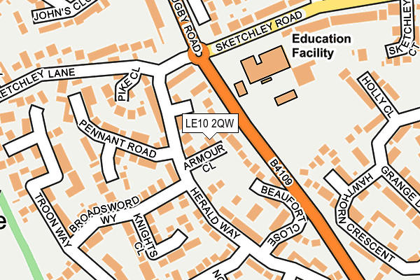 LE10 2QW map - OS OpenMap – Local (Ordnance Survey)