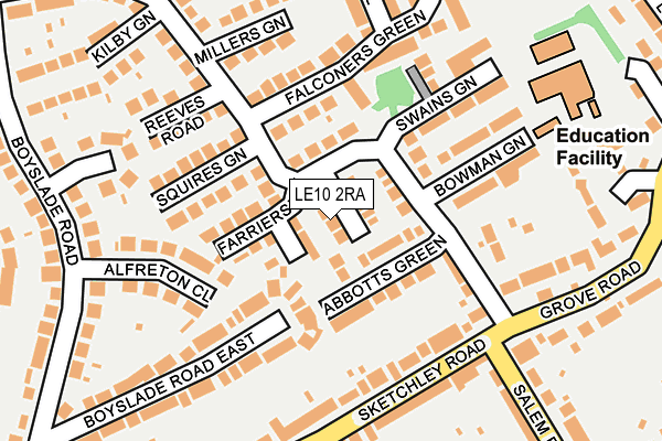 LE10 2RA map - OS OpenMap – Local (Ordnance Survey)