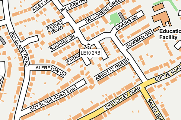 LE10 2RB map - OS OpenMap – Local (Ordnance Survey)