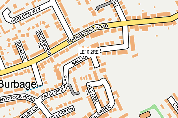LE10 2RE map - OS OpenMap – Local (Ordnance Survey)